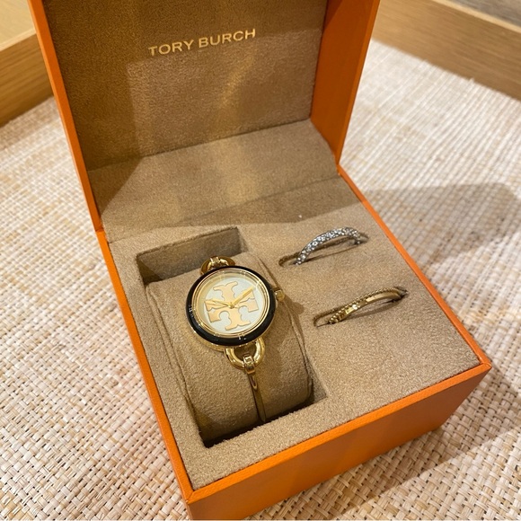 TORY BURCH The Miller Gold-Tone Stainless Bangle Bracelet Watch TBW6015 - Picture 2 of 16